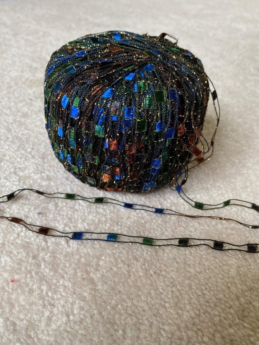 New without Tag Metallic Multi-Color Ladder Ribbon Yarn 66g Total